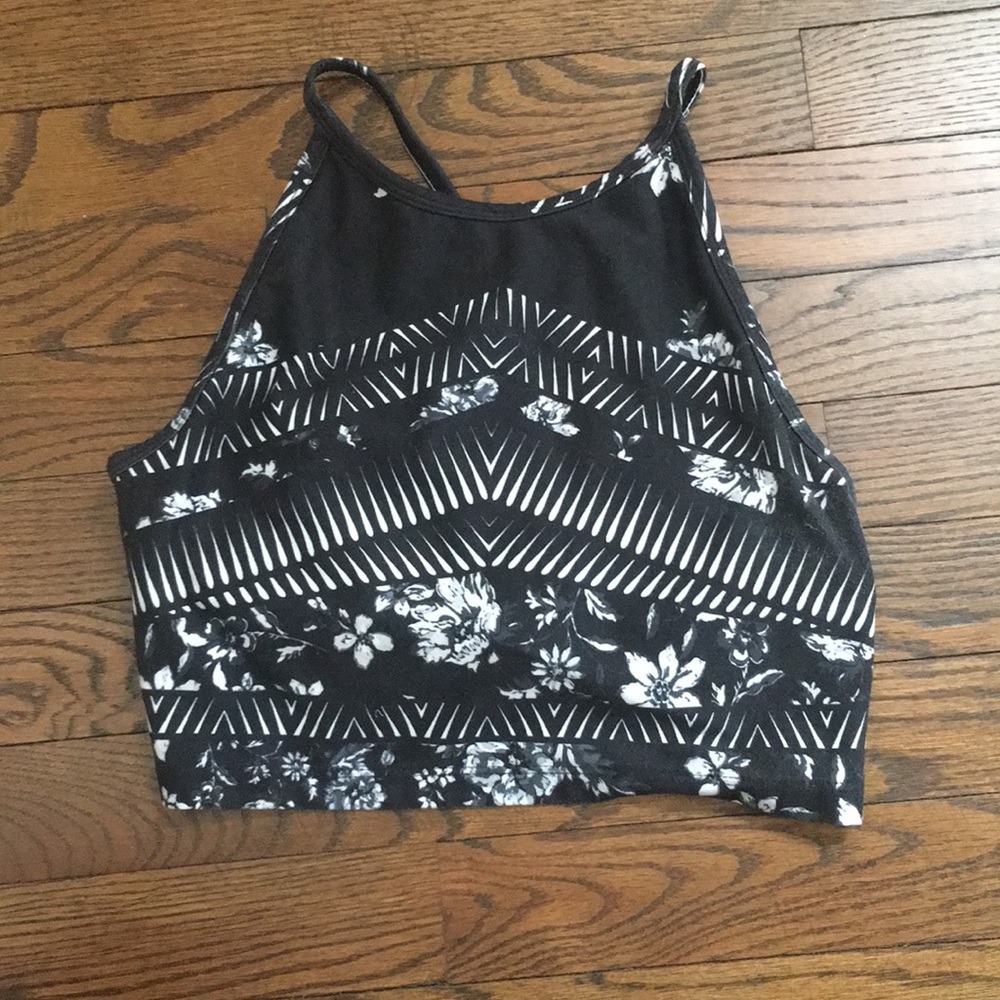 Black patterned crop top